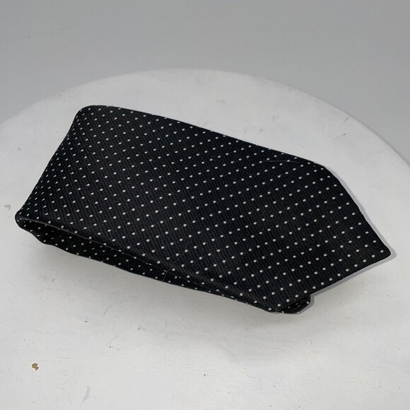 Vintage Alexanders For Men Tie Black and White Pooka Dots 100% Poly 55” - Picture 7 of 8